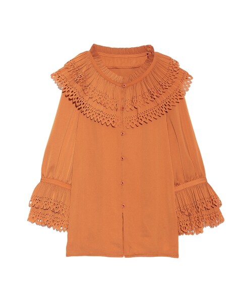 LILY BROWN（リリーブラウン）の「カットワークフリルシャツ（シャツ・レディース・WHT/BRW/NVY・F）」の2枚目の写真