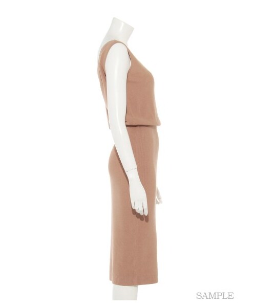 LILY BROWN（リリーブラウン）の「バックカシュクールニットワンピース（ニットワンピース・レディース・CML/GRY/BLK・F）」の6枚目の写真
