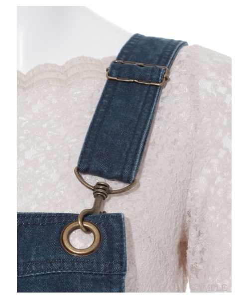 LILY BROWN（リリーブラウン）の「2WAYロングデニムジャンスカ（膝丈ワンピース・レディース・BLU/DBLU・0/1）」の8枚目の写真