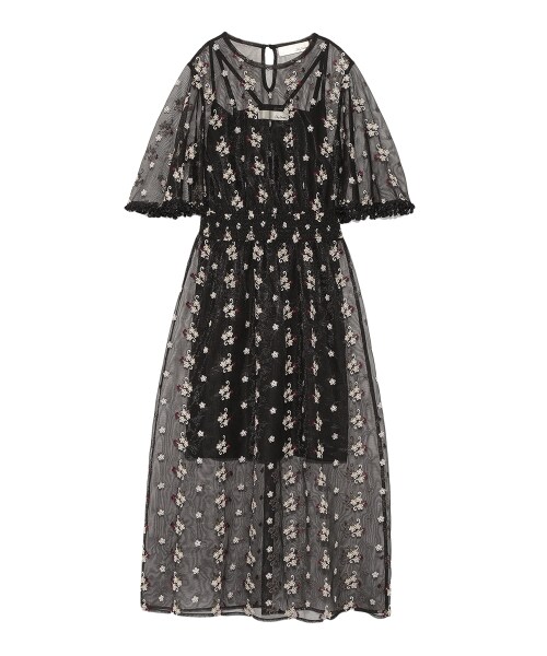 LILY BROWN（リリーブラウン）の「チュール小花刺繍ワンピース（膝丈  