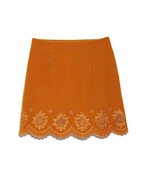 レディースLily Brown ???? 新作  ベロア 小紋刺繍 台形スカート