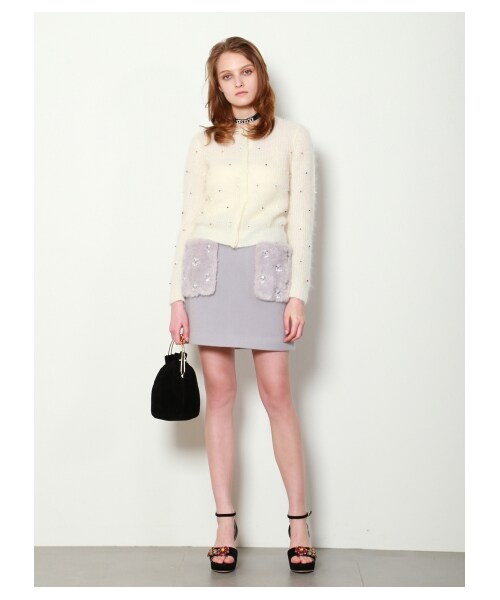 LILY BROWN（リリーブラウン）の「[L.B CANDY STOCK]フェイクファービジュースカート（ミニスカート・レディース・PNK/GRY・0/1）」の12枚目の写真