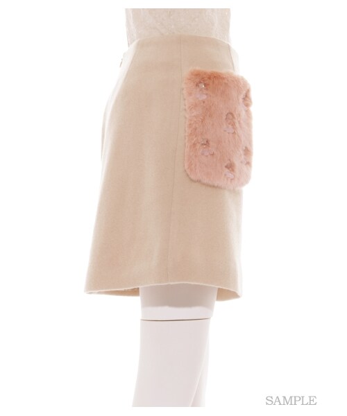 LILY BROWN（リリーブラウン）の「[L.B CANDY STOCK]フェイクファービジュースカート（ミニスカート・レディース・PNK/GRY・0/1）」の6枚目の写真