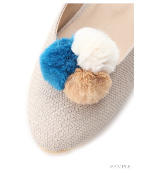 LILY BROWN（リリーブラウン）の「ポンポン付フラットミュール（フラットシューズ・レディース・IVR/GRN/BRW・S/M/L）」の8枚目の写真