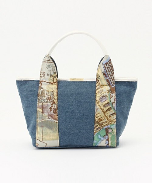 Bou Jeloud（ブージュルード）の「デニム×スカーフ トートバッグ(小)（トートバッグ・レディース・オフホワイト/ブルー・ONE SIZE）」の2枚目の写真