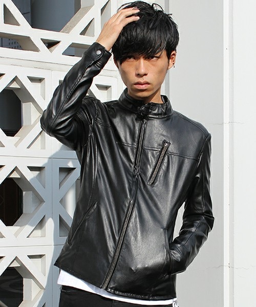 glory crew(グローリークルー)の「【2016 AW新作】シングルライダースブルゾン(ライダースジャケット・メンズ・ブラック/ネイビー/キャメル/ボルドー・M/L/LL)」の1枚目の写真