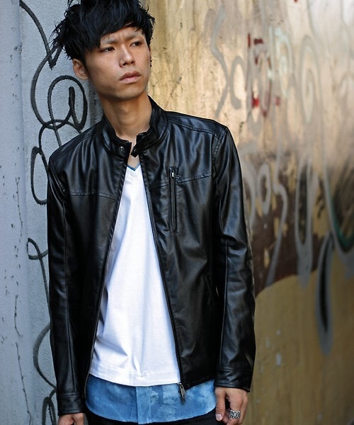 glory crew(グローリークルー)の「【2016 AW新作】シングルライダースブルゾン(ライダースジャケット・メンズ・ブラック/ネイビー/キャメル/ボルドー・M/L/LL)」の5枚目の写真