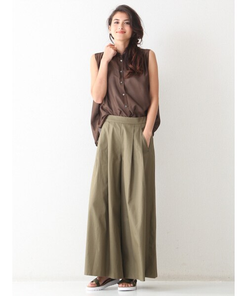 36Quatre-Neuf（カトルナフ）の「スーピマバーバリワイドパンツ【予約】（パンツ・レディース・beige/khaki/navy・1/2）」の11枚目の写真