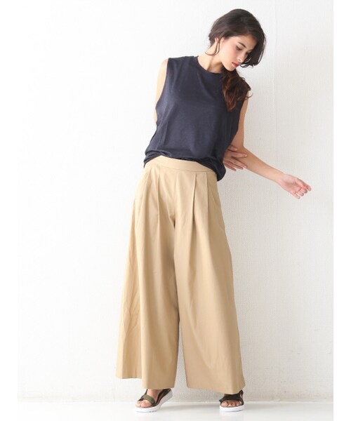 36Quatre-Neuf（カトルナフ）の「スーピマバーバリワイドパンツ【予約】（パンツ・レディース・beige/khaki/navy・1/2）」の14枚目の写真