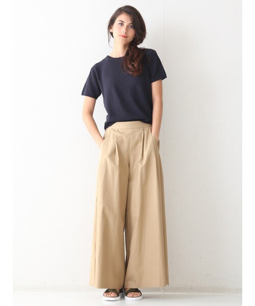 36Quatre-Neuf（カトルナフ）の「スーピマバーバリワイドパンツ【予約】（パンツ・レディース・beige/khaki/navy・1/2）」の13枚目の写真