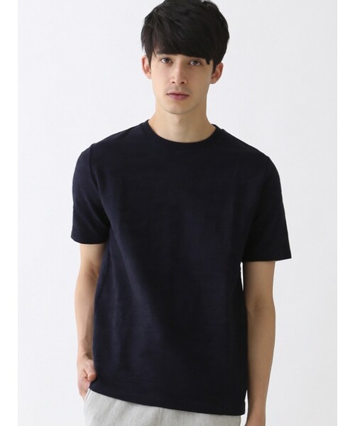 ABAHOUSE（アバハウス）の「シルケットリンクスジャガード カモフラ柄Tシャツ（Tシャツ・カットソー・メンズ・ホワイト/ブラック/ネイビー・44/46/48）」の4枚目の写真