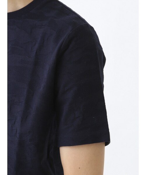 ABAHOUSE（アバハウス）の「シルケットリンクスジャガード カモフラ柄Tシャツ（Tシャツ・カットソー・メンズ・ホワイト/ブラック/ネイビー・44/46/48）」の8枚目の写真