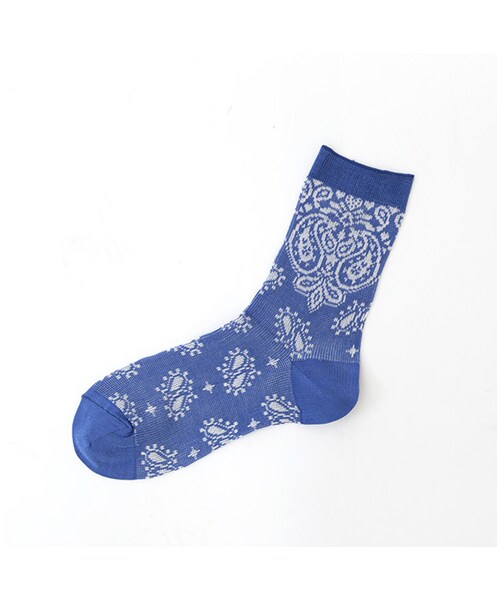 Tabio（タビオ）の「ジャガードバンダナ柄ソックス（ソックス・靴下・レディース・オフホワイト/グレー/クロ/アカ/メイブルー/ネイビー・22.5～24.5cm）」の4枚目の写真