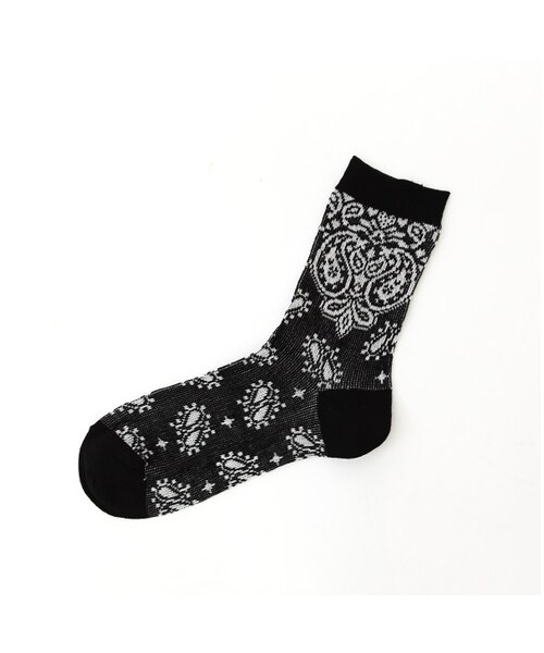 Tabio（タビオ）の「ジャガードバンダナ柄ソックス（ソックス・靴下・レディース・オフホワイト/グレー/クロ/アカ/メイブルー/ネイビー・22.5～24.5cm）」の2枚目の写真