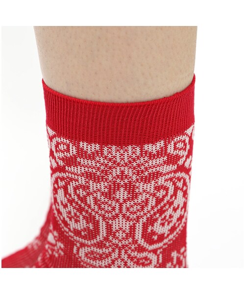 Tabio（タビオ）の「ジャガードバンダナ柄ソックス（ソックス・靴下・レディース・オフホワイト/グレー/クロ/アカ/メイブルー/ネイビー・22.5～24.5cm）」の11枚目の写真