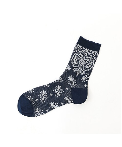 Tabio（タビオ）の「ジャガードバンダナ柄ソックス（ソックス・靴下・レディース・オフホワイト/グレー/クロ/アカ/メイブルー/ネイビー・22.5～24.5cm）」の5枚目の写真