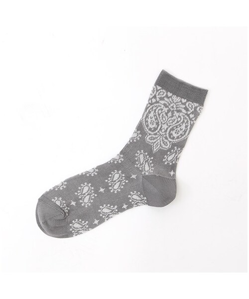 Tabio（タビオ）の「ジャガードバンダナ柄ソックス（ソックス・靴下・レディース・オフホワイト/グレー/クロ/アカ/メイブルー/ネイビー・22.5～24.5cm）」の3枚目の写真