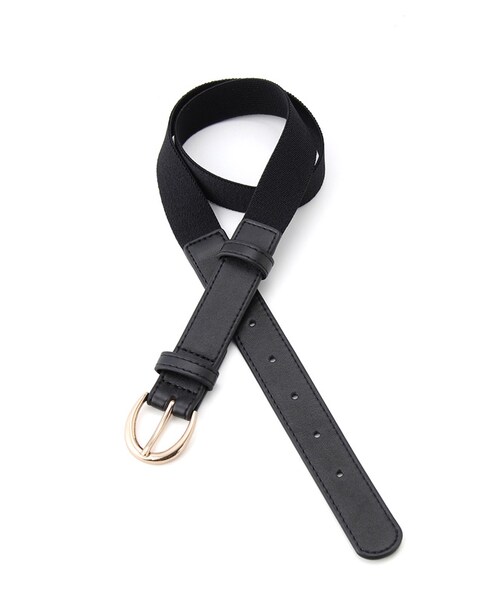 Honeys（ハニーズ）の「ゴム使いベルト（ベルト・レディース・シロ/クロ/アカ/キャメル）」の2枚目の写真