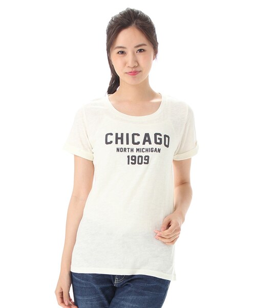 Honeys（ハニーズ）の「ロゴＴシャツ（カットソー・Tシャツ・レディース・オフ/スミクロ/アカ/カーキ/杢グレー/キナリ・Ｓ/Ｍ/Ｌ）」の3枚目の写真