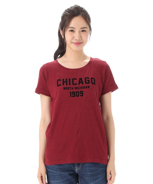 Honeys（ハニーズ）の「ロゴＴシャツ（カットソー・Tシャツ・レディース・オフ/スミクロ/アカ/カーキ/杢グレー/キナリ・Ｓ/Ｍ/Ｌ）」の6枚目の写真