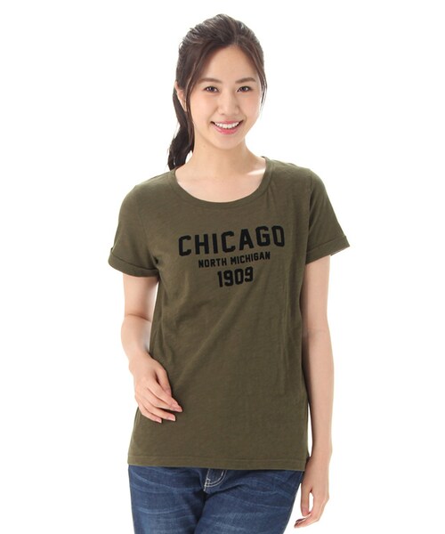 Honeys（ハニーズ）の「ロゴＴシャツ（カットソー・Tシャツ・レディース・オフ/スミクロ/アカ/カーキ/杢グレー/キナリ・Ｓ/Ｍ/Ｌ）」の5枚目の写真