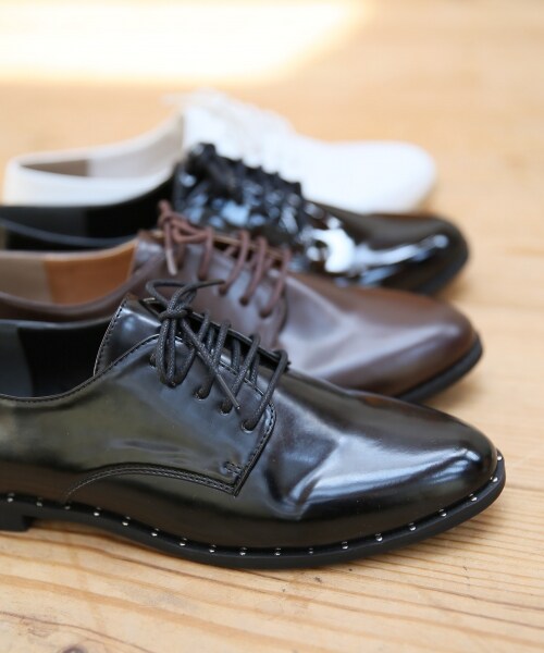 GLOBAL WORK（グローバルワーク）の「レースアップシューズ（シューズ・ホワイト/ブラック/ブラックスタッズ/ブラウン・S(22-22.5cm)/M(23-23.5cm)/L(24-24.5cm)）」の6枚目の写真