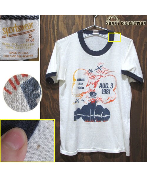 VINTAGE（ヴィンテージ）の「80's USA vintage Sportswear 染みこみプリント リンガー Tシャツ 白 S（Tシャツ/カットソー・メンズ・その他）」の3枚目の写真