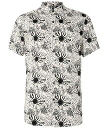 TOPMAN | Off White and Black Sun Print Viscose Short Sleeve Casual Shirt(シャツ/ブラウス)