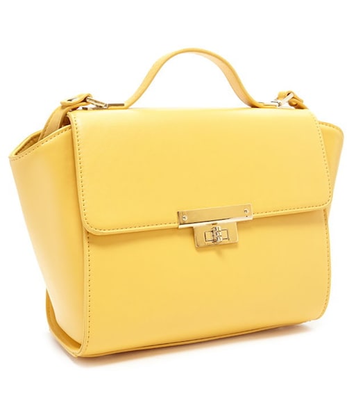 FOREVER 21(フォーエバー トゥエンティーワン)の「FOREVER 21 Faux Leather Trapeze Satchel(ショルダーバッグ・レディース・Black/Yellow・ONE SIZE)」の5枚目の写真