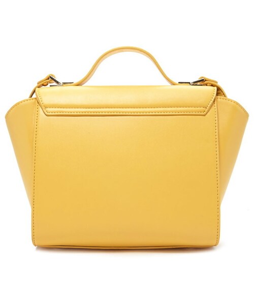 FOREVER 21(フォーエバー トゥエンティーワン)の「FOREVER 21 Faux Leather Trapeze Satchel(ショルダーバッグ・レディース・Black/Yellow・ONE SIZE)」の3枚目の写真