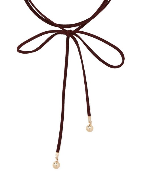 FOREVER 21（フォーエバー トゥエンティーワン）の「FOREVER 21 Faux Suede Bolo Tie Choker（ネックレス・レディース・Red/White・ONE SIZE）」の5枚目の写真