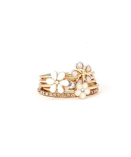 FOREVER 21(フォーエバー トゥエンティーワン)の「FOREVER 21 Rhinestone Flower Ring Set(リング・レディース・Gold・6/7/8)」の3枚目の写真