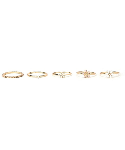 FOREVER 21(フォーエバー トゥエンティーワン)の「FOREVER 21 Rhinestone Flower Ring Set(リング・レディース・Gold・6/7/8)」の5枚目の写真