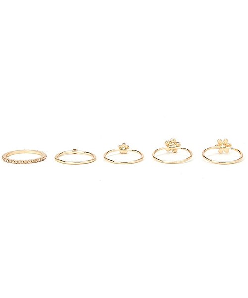 FOREVER 21(フォーエバー トゥエンティーワン)の「FOREVER 21 Rhinestone Flower Ring Set(リング・レディース・Gold・6/7/8)」の6枚目の写真