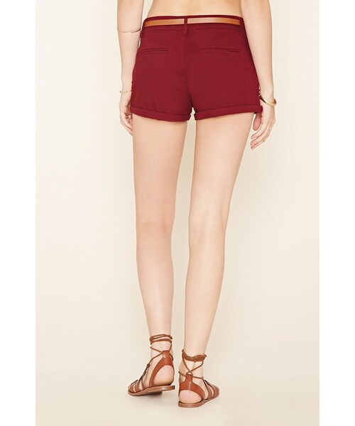 FOREVER 21（フォーエバー トゥエンティーワン）の「FOREVER 21 Belted Cuffed Shorts（その他パンツ・レディース・Black/Red/White・S/M/L）」の18枚目の写真
