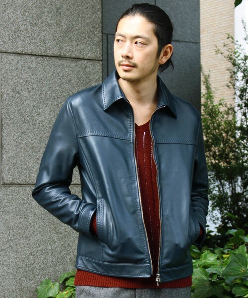 MEN'S BIGI（メンズビギ）の「【Safari（サファリ）11月号 P332 掲載商品】ラムレザージャケット/大人レザー（ライダースジャケット・メンズ・ブラック/ネイビー/キャメル・S/M/L）」の6枚目の写真