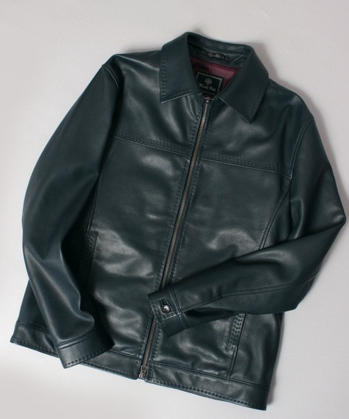 MEN'S BIGI（メンズビギ）の「【Safari（サファリ）11月号 P332 掲載商品】ラムレザージャケット/大人レザー（ライダースジャケット・メンズ・ブラック/ネイビー/キャメル・S/M/L）」の9枚目の写真