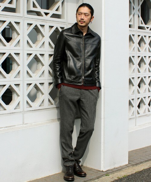 MEN'S BIGI（メンズビギ）の「【Safari（サファリ）11月号 P332 掲載商品】ラムレザージャケット/大人レザー（ライダースジャケット・メンズ・ブラック/ネイビー/キャメル・S/M/L）」の8枚目の写真