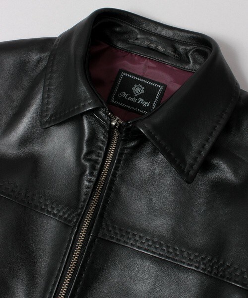 MEN'S BIGI（メンズビギ）の「【Safari（サファリ）11月号 P332 掲載商品】ラムレザージャケット/大人レザー（ライダースジャケット・メンズ・ブラック/ネイビー/キャメル・S/M/L）」の12枚目の写真
