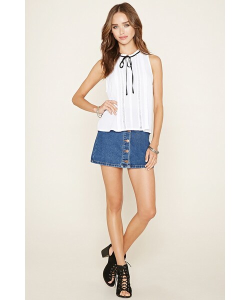 FOREVER 21（フォーエバー トゥエンティーワン）の「FOREVER 21 Self-Tie Crochet-Trim Top（シャツ/ブラウス・レディース・White・S/M/L）」の6枚目の写真