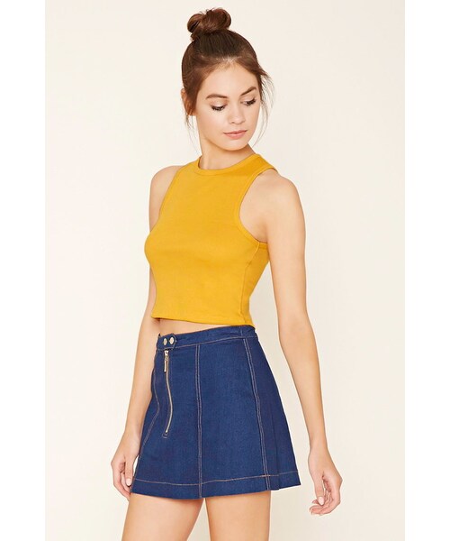 FOREVER 21(フォーエバー トゥエンティーワン)の「FOREVER 21 Stretch Knit Racerback Tank(タンクトップ・レディース・Black/Yellow・S/M/L)」の2枚目の写真