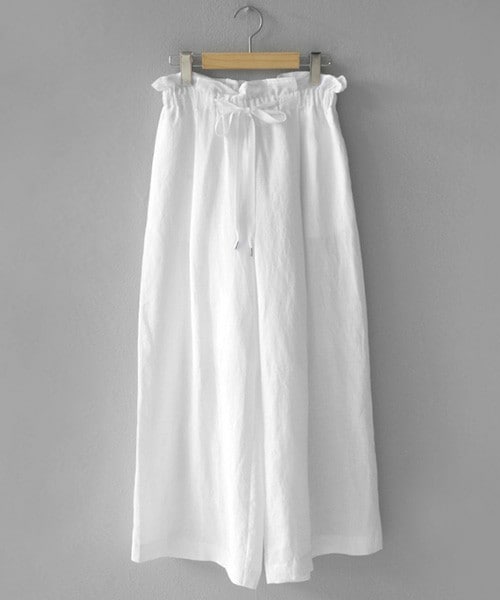 DHOLIC（ディーホリック）の「リネン素材ウエストギャザーワイドパンツ（その他パンツ・レディース・ライトオレンジ/ダークブルー/ホワイト/ブラックグレー/サーモンピンク・FREE）」の2枚目の写真