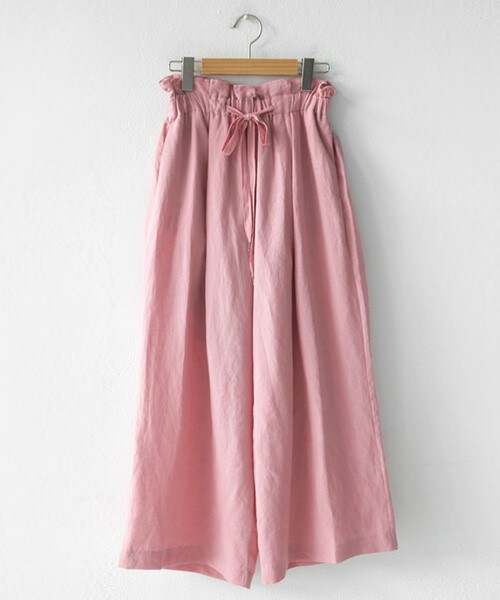 DHOLIC（ディーホリック）の「リネン素材ウエストギャザーワイドパンツ（その他パンツ・レディース・ライトオレンジ/ダークブルー/ホワイト/ブラックグレー/サーモンピンク・FREE）」の5枚目の写真