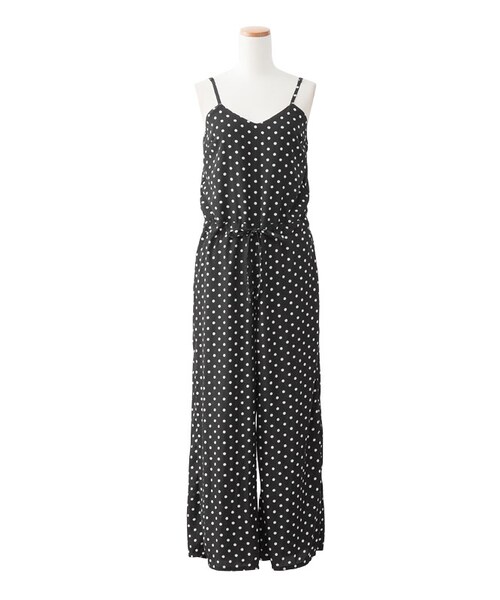 Newlyme(ニューリーミー)の「ドットサロペットガウチョパンツ(パンツ・レディース・オフホワイト/ブラック・F)」の2枚目の写真