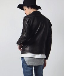 FREAK'S STORE ブラック ゴートレザー襟付きライダースジャケット L FREAK'S STORE（フリークスストア）の「[送料無料]予約商品