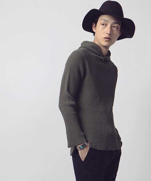 FREAK'S STORE（フリークスストア）の「[送料無料]予約商品 ピグメントビッグワッフルパーカー（トップス・メンズ・オフホワイト/チャコールグレー/ブラウン/オリーブ・M/L）」の4枚目の写真