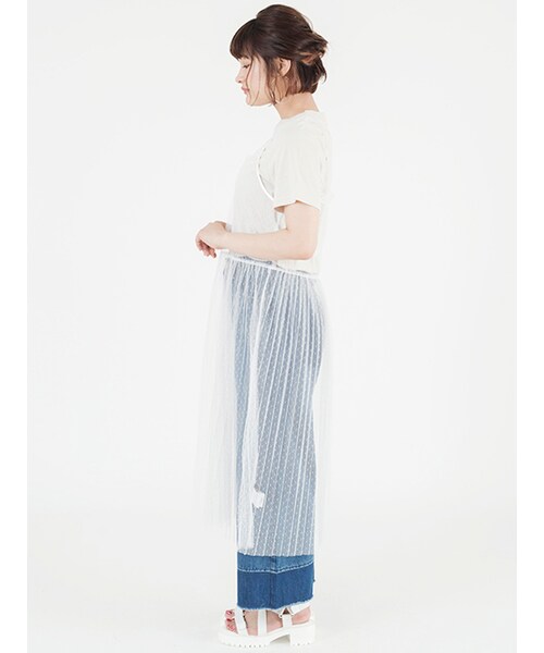 w closet（ダブルクローゼット）の「ドットチュールワンピース×Tシャツセット（ワンピース/ドレス・レディース・オフホワイト/ピンク/ボルドー オンライン先行カラー/ブラック・FREE）」の6枚目の写真