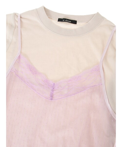 w closet（ダブルクローゼット）の「ドットチュールワンピース×Tシャツセット（ワンピース/ドレス・レディース・オフホワイト/ピンク/ボルドー オンライン先行カラー/ブラック・FREE）」の8枚目の写真