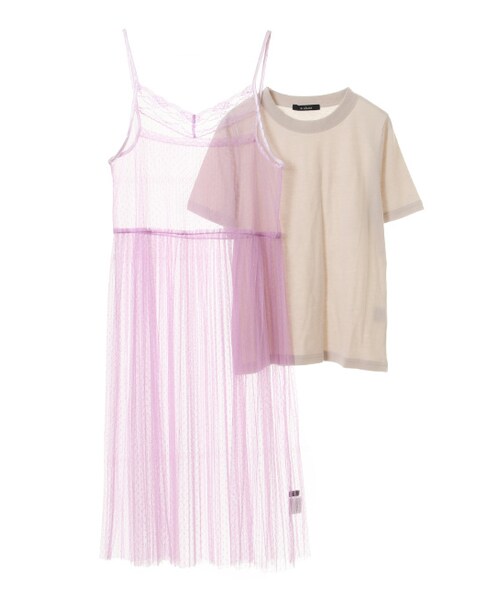 w closet（ダブルクローゼット）の「ドットチュールワンピース×Tシャツセット（ワンピース/ドレス・レディース・オフホワイト/ピンク/ボルドー オンライン先行カラー/ブラック・FREE）」の11枚目の写真