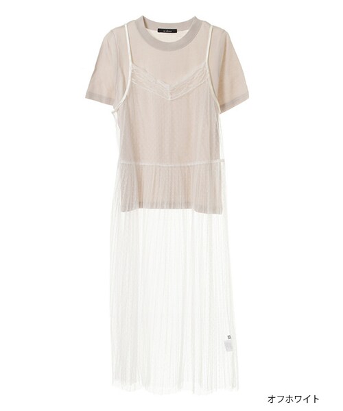 w closet（ダブルクローゼット）の「ドットチュールワンピース×Tシャツセット（ワンピース/ドレス・レディース・オフホワイト/ピンク/ボルドー オンライン先行カラー/ブラック・FREE）」の2枚目の写真